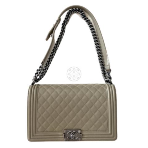 Chanel Brown Tooled Leather Cordoba Medium Boy Bag with Ruthenium Hardware  by WP Diamonds  myGemma Item 106894