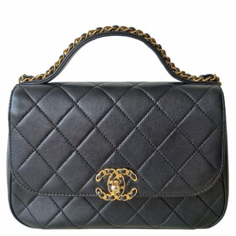 Sell Chanel Lambskin Quilted Small Infinity Chain Bag - Black |  