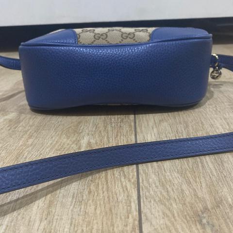 Gucci GG Supreme Bree Camera Crossbody Bag in Caspian Blue NEW - J