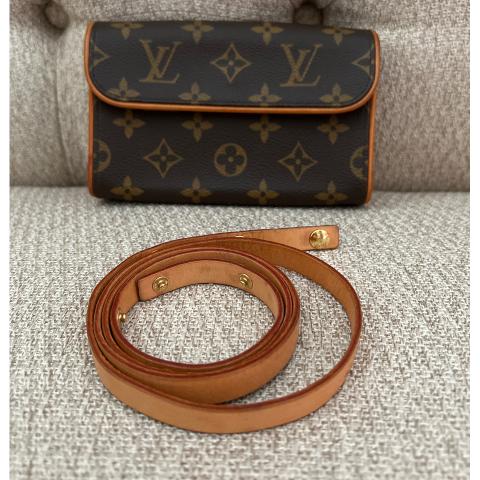 Louis Vuitton Brown Monogram Canvas Leather Pochette Florentine Waist Bag  For Sale at 1stDibs