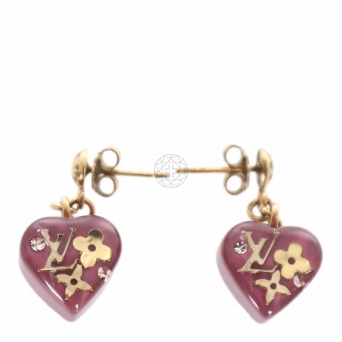 LOUIS VUITTON Inclusion Heart Earrings White 96813