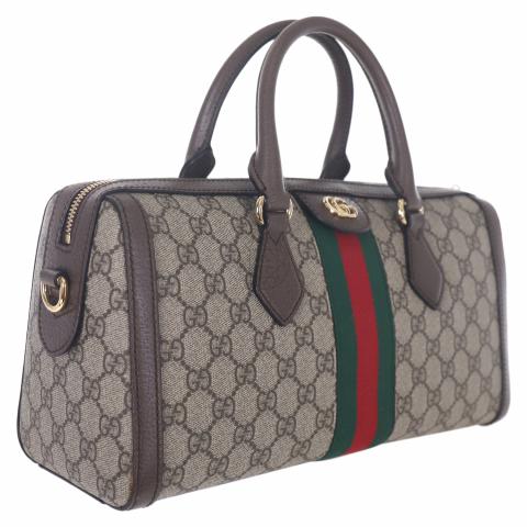 Ophidia dome top handle cloth handbag Gucci Brown in Cloth - 35070270