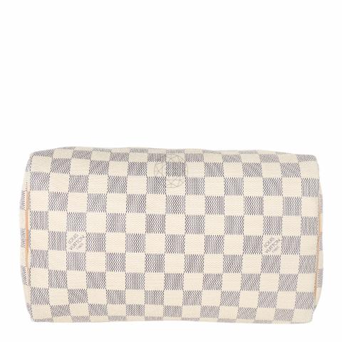 White Louis Vuitton Damier Azur Speedy 25 Boston Bag – Designer Revival