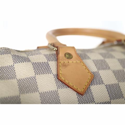 Louis Vuitton LV Speedy damier azur Beige Leather ref.237535 - Joli Closet