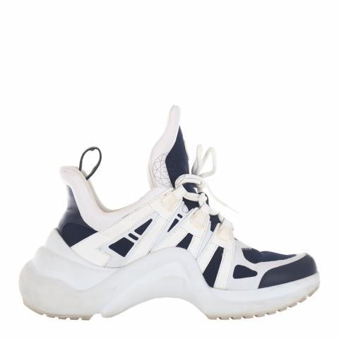 Louis Vuitton Navy Blue/White Mesh And Leather Archlight Low Top