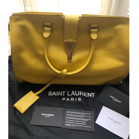 Saint Laurent Paris Yellow Leather Small Cabas Chyc Tote Saint