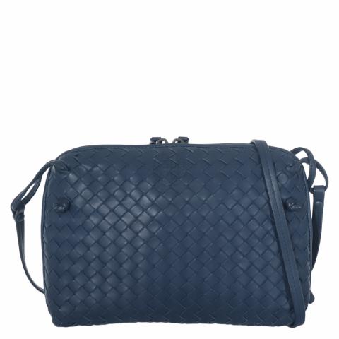 Bottega Veneta Black Intrecciato Leather Double Zip Nodini Crossbody Bag