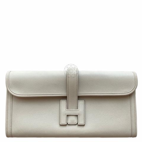 HERMES JIGE Clutch bag chic White EPSOM RARE new at 1stDibs