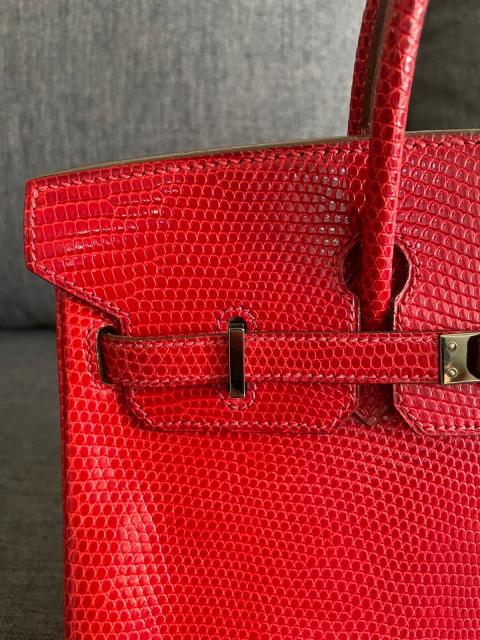 Sell Hermès Birkin 25 in Rouge Exotique Shiny Niloticus Lizard RHW - Red