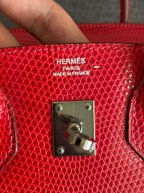 Sell Hermès Birkin 25 in Rouge Exotique Shiny Niloticus Lizard RHW - Red