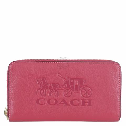 Coach Coral Pink Croc Embossed Leather Zip Around Wallet Coach | TLC