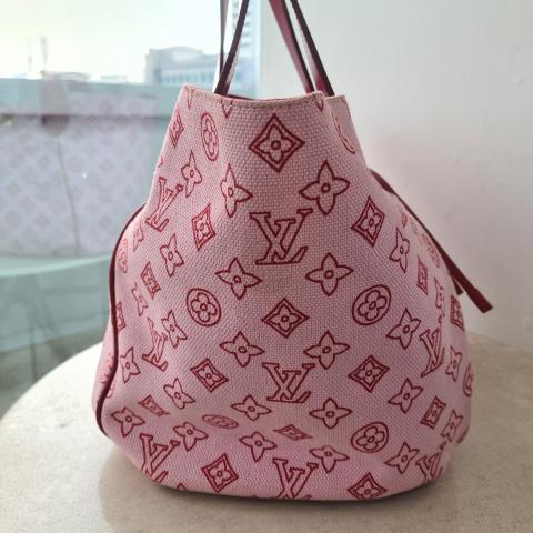 Louis Vuitton Women's Tote Bag Monogram Cabas Beige/Pink/White Cotton For  Sale at 1stDibs