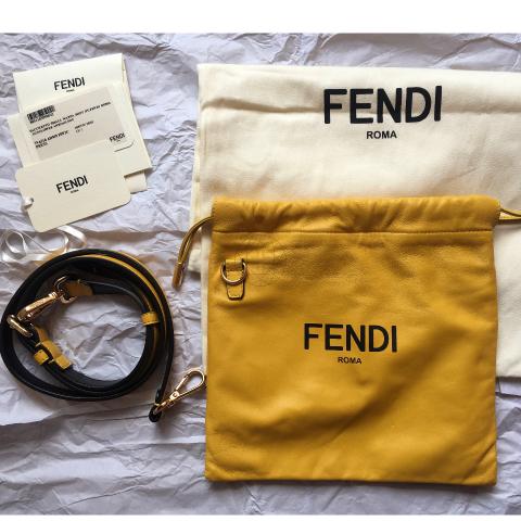 Fendi Roma Black Leather Drawstring Mini Crossbody Bag 7VA510