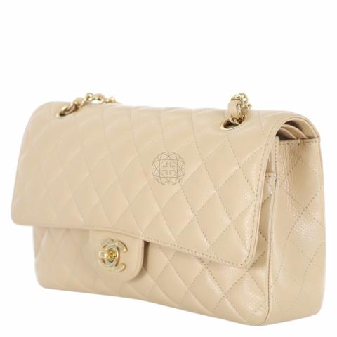 Chanel Nude Quilted Caviar Classic Medium Double Flap Bag, Excellent  Condition at 1stDibs