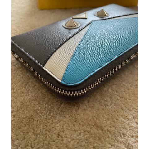 Sell Fendi Monster Zip-Around Wallet - Blue/Grey