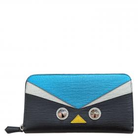 Fendi Monster Eyes Leather Bi-Fold Wallet, Blue/Yellow - Bergdorf