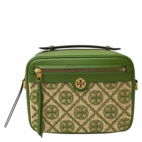 Sell Tory Burch T Monogram Straw Camera Bag - Green 