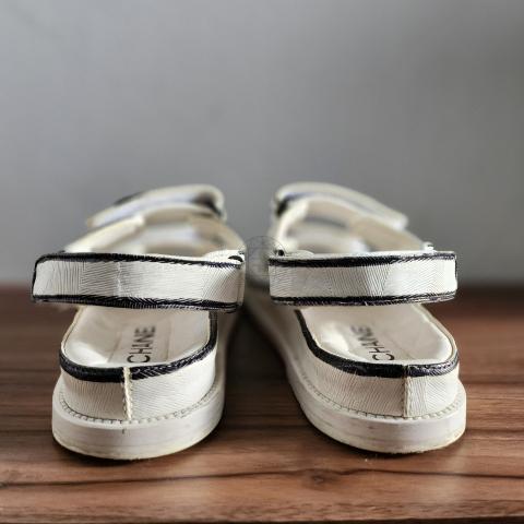 Sell Chanel Contrast-Trim Dad Sandals - White