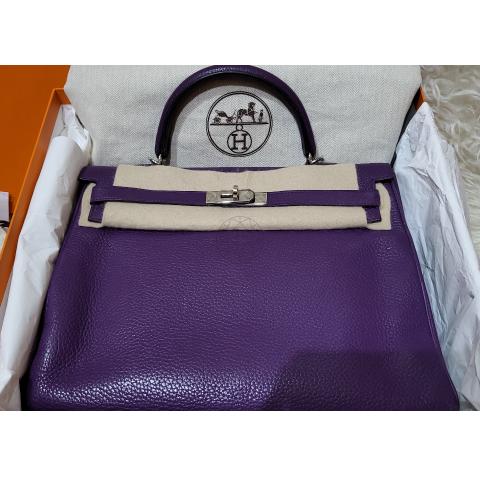 Hermes Kelly 32 Anemon Ultra Violet purple in Togo leather