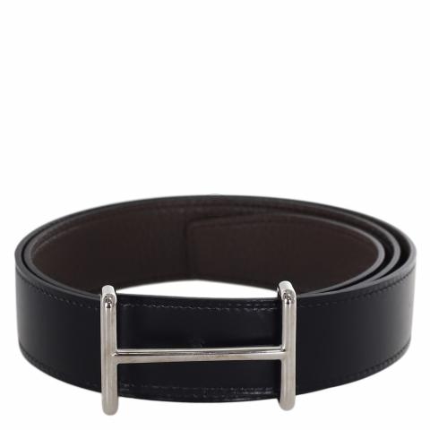 Hermès // Brown & Black Leather Reversible H Buckle Belt – VSP Consignment