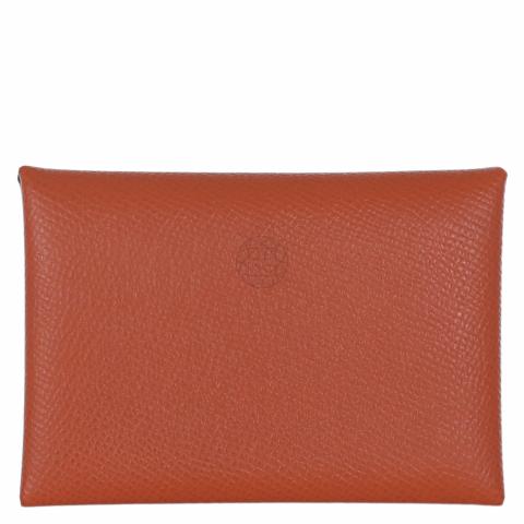 Hermes Calvi Card Holder Epsom Leather Gold Hardware In Red