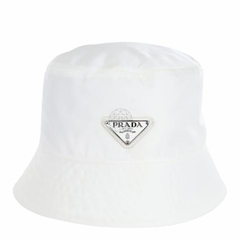 Sell Prada Re-Nylon Triangle Logo Bucket Hat - White 