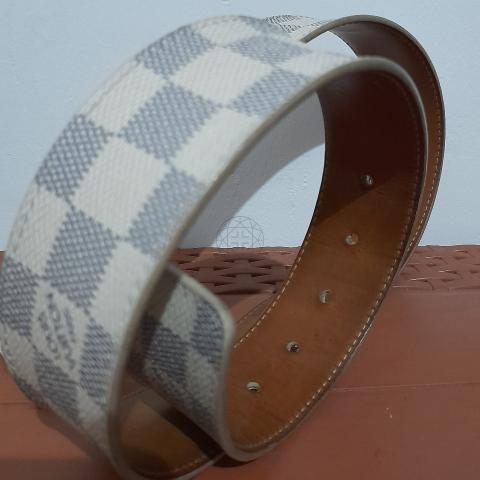 Louis Vuitton Belt Damier Azur White Grey Leather ref.543038