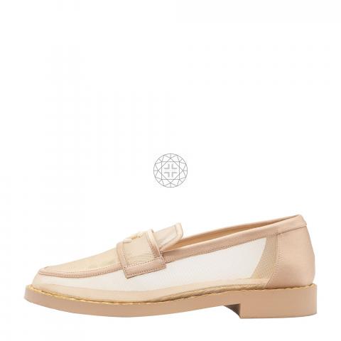 Sell Chanel 22P Beige Mesh and Satin Embellished CC Loafers - Beige |  