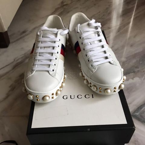 gucci pearl studded sneakers