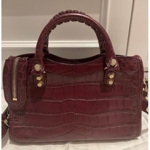 Sell Balenciaga Crocodile Embossed Mini City Bag - Red