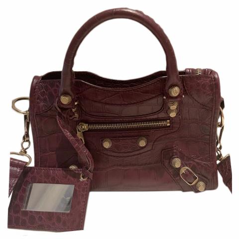 Sell Balenciaga Crocodile Embossed Mini City Bag Red