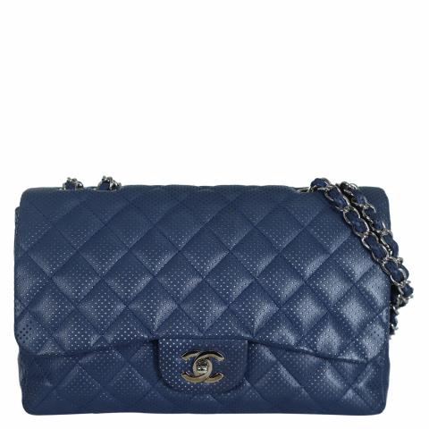 Chanel Perforated Jumbo Single Flap Bag - Blue Shoulder Bags, Handbags -  CHA819249