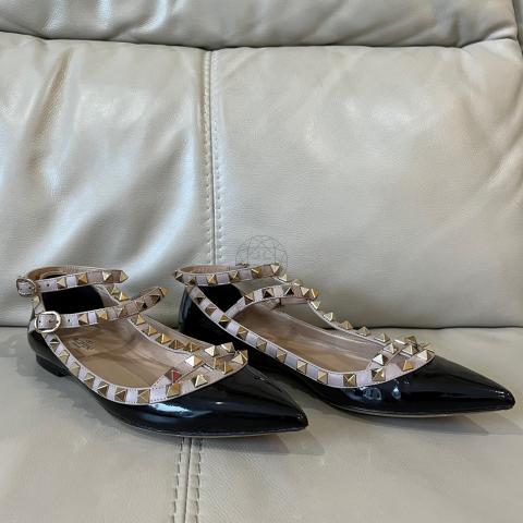 Valentino rockstud caged patent hotsell ballerina flat