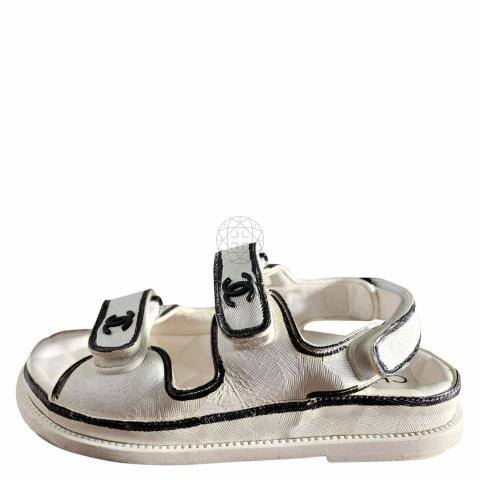 Sell Chanel Contrast-Trim Dad Sandals - White