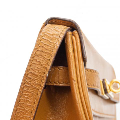 Hermes Kelly Pochette Clutch Gold Convertible Belt bag Vintage