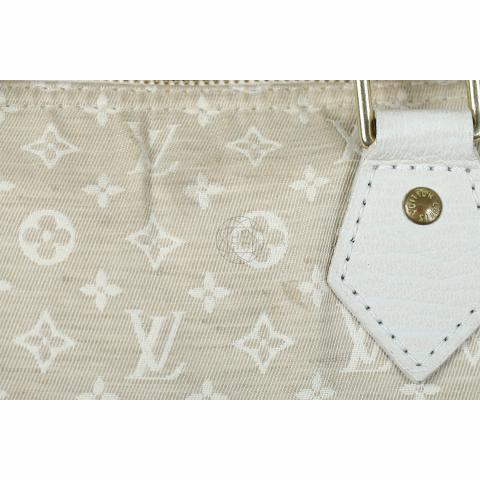 Louis Vuitton White Monogram Mini Lin Speedy 30 Leather Cotton Cloth  ref.172342 - Joli Closet