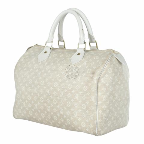 Louis Vuitton White Canvas Monogram Mini Lin Speedy 30 Handbag