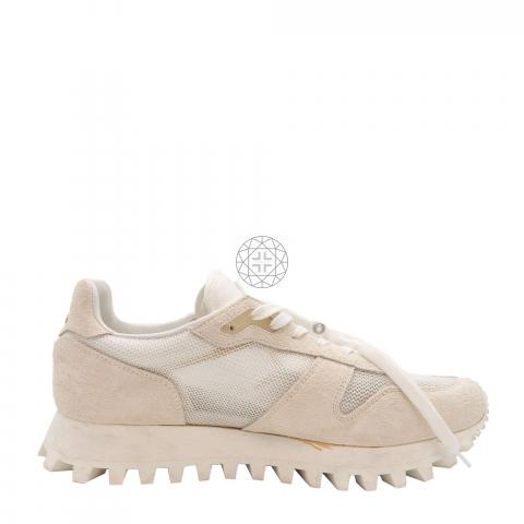 Louis Vuitton Beige/White Suede and Mesh Run Away Low Top Sneakers