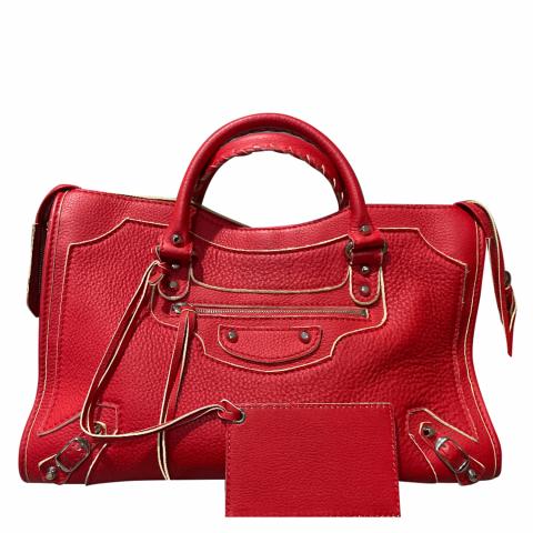 Balenciaga Red Grained Calfskin Leather Neo Classic Large City Bag -  Yoogi's Closet