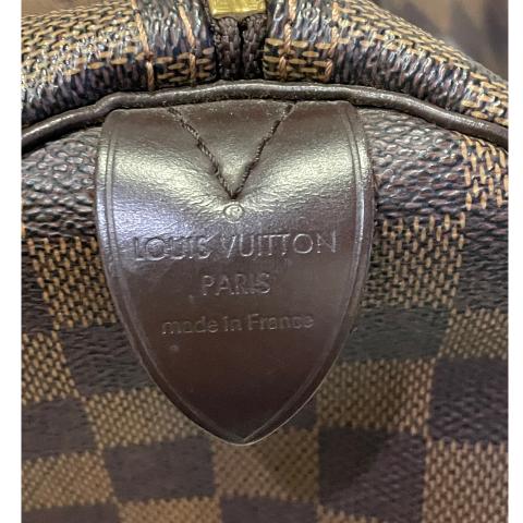 Louis Vuitton LV speedy 35 damier ebane Brown Leather ref.382392