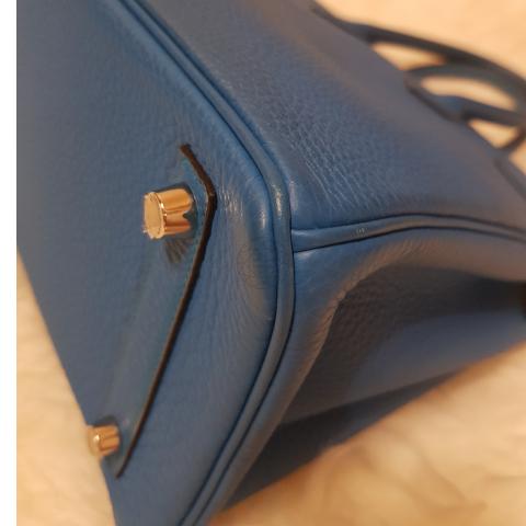 Replica Hermes Birkin 35cm Bag In Blue Agate Clemence Leather GHW