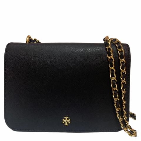 Tory Burch Emerson Envelope Shoulder Bag Small Black in Saffiano Leather  with Gold-tone - GB