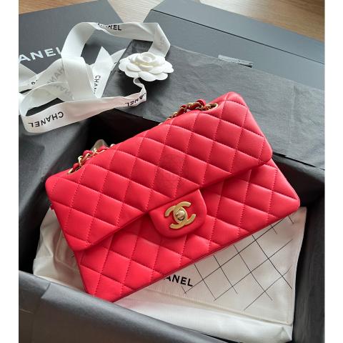 Chanel Classic Medium Perforated Double Flap Bag - Red Shoulder
