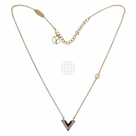 LOUIS VUITTON Metal L to V Necklace Gold Silver 1271663 | FASHIONPHILE