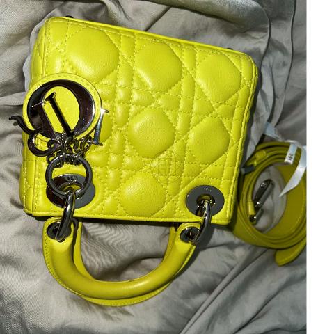 Dior Diorama Neon Yellow Small Lambskin Crossbody Bag