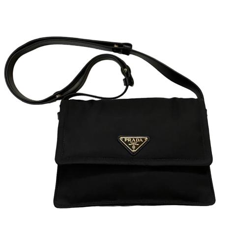 Black Small Padded Re-nylon Shoulder Bag