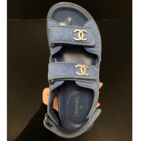 Sell Chanel Denim Dad Sandals - Blue 