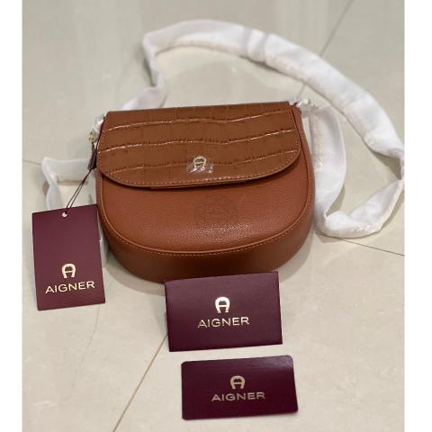 Sell Aigner Embossed Ava Crossbody Bag Brown HuntStreet