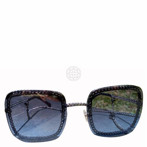 Sell Chanel Square Sunglasses with Charming Chain - Black/Grey