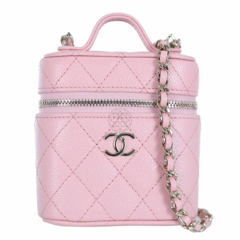 Chanel Vanity Case Caviar Blush Pink  Vintage Lux